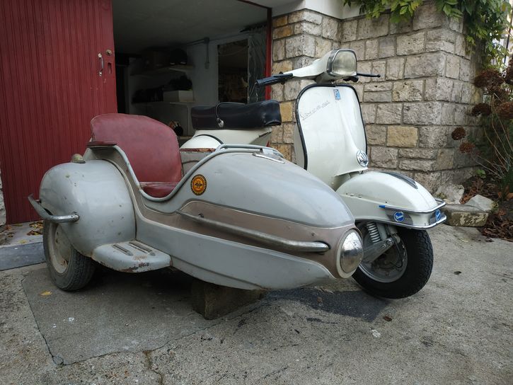ancien scooter sidecar vintage vespa 150s 1964 etat origine restauration atelier scoot'n groove orleans